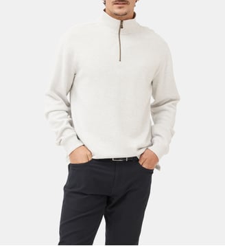 Sweatshirt droit en coton à col zip Alton Ave - Rodd & Gunn - Gris glacé mélangé