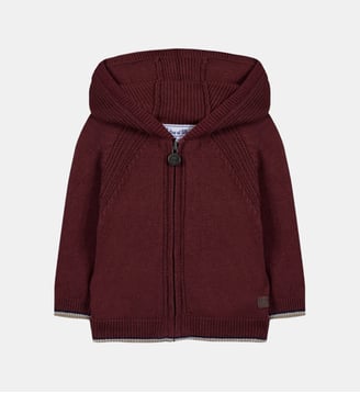 Gilet - Bordeaux laine à capuche zippé - Tartine Et Chocolat - Rouge