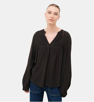 Chemise cflorine - Motif uni - Viscose livaeco - Caroll - Marron foncé