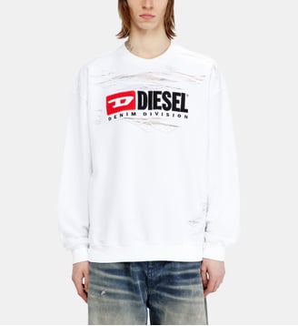 Sweat-shirt avec fils flottants dévorés - Diesel - Blanc