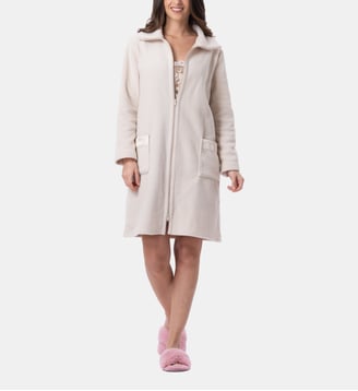 Robe de chambre zippée en polaire ESSENTIEL H54A - Lingerie Le Chat - Beige