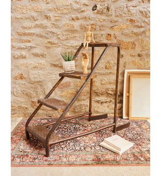 Escabeau de garage patiné Fernand N°331- Produit chiné - Debongout - Rouille