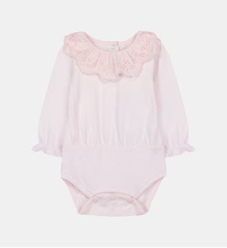 Body - Rosée coton col volanté broderie anglaise - Tartine Et Chocolat - Rose pâle