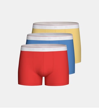 Pack 3 Boxers d'homme en Coton - Impetus - Jaune, bleu et bordeaux
