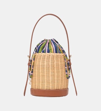 Panier en osier avec pochon imprimé - Maje - Naturel