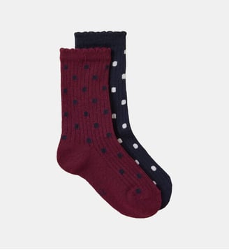 Lot de 2 paires de chaussettes Fille - Cyrillus - Pois bleu
