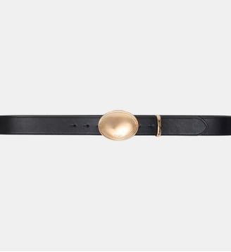Ceinture en cuir avec boucle ovale - Maje - Noir