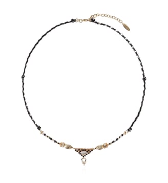 Collier cordon avec perles et pendentif central PARAISO - Hipanema - Noir