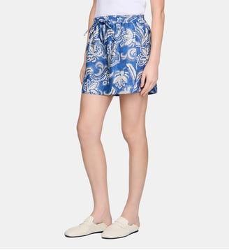 Short court à imprimé floral - Sandro - Bleu et écru