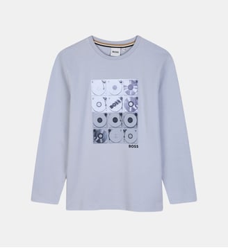 Tee-shirt manches longues - BOSS Kidswear - Bleu délavé