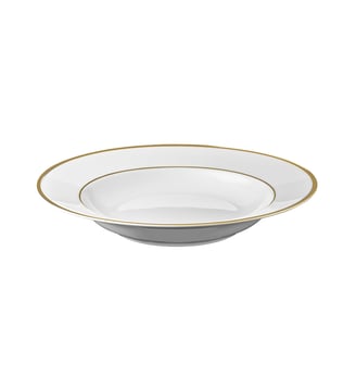 Assiette Creuse à Aile 22,5 Cm - Galon Or - Degrenne - Blanc
