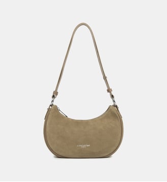 Sac besace demi lune en suède - Lancaster - Sable