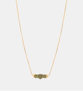 Collier pendentif   doré à l'or fin - Avola - Satellite - Vert