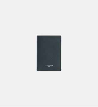 Petit porte cartes Lucien en cuir grainé - Le Tanneur - Bleu marine