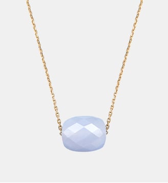 Collier, agate bleue dentelle, or jaune Morganne Bello