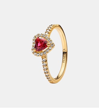 Bague Cœur Rouge Surélevé - Pandora - Doré