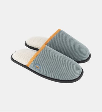 Chaussons en velours côtelé - Billybelt - Bleu turquoise et orange