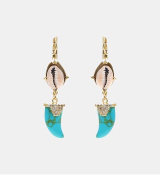 Boucles d'oreilles dormeuses pendantes avec perles VAYANA - Hipanema - Bleu turquoise