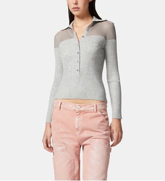 Polo côtelé à manches longues - Pinko - Multicolore