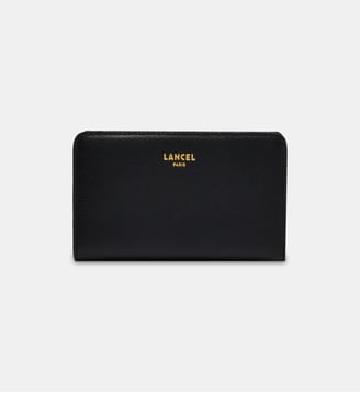 Portefeuille rectangulaire zippé signature en cuir - Lancel - Noir