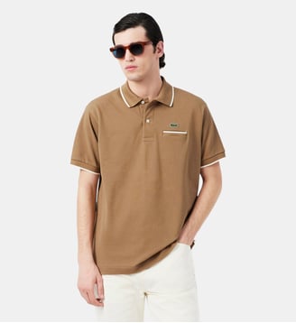 Polo L.12.12 classic fit poche poitrine - Lacoste - Marron et blanc