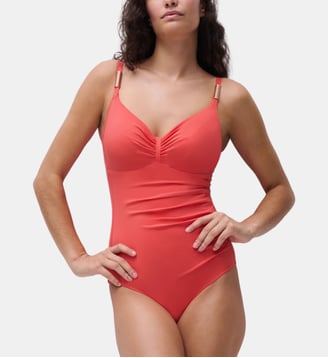 Maillot de bain 1 pièce emboîtant - Chantelle - Corail vif
