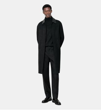 Manteau col cuir - The Kooples - Noir