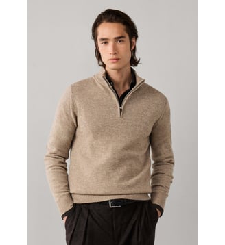 Pull En Laine D'agneau À Demi-Zip - Hackett London - Crème