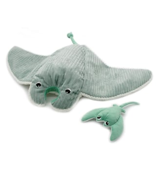 Mantalou la raie manta et son bébé - Déglingos - Vert d'eau