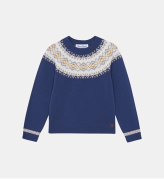 Pull -  laine maille jacquard - Tartine Et Chocolat - Marine