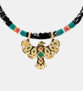 Collier ras de cou en tissu avec pendentif central TEEBY - Hipanema - Doré