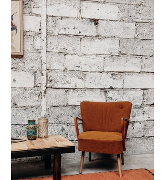 Fauteuil bridge Ernest N°519- Produit chiné - Debongout - Marron orange