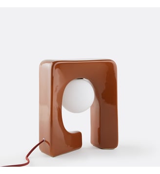 Lampe à poser, en céramique et verre opalin - La Redoute Interieurs - Marron