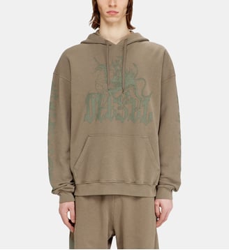 Sweat à capuche traité avec imprimé griffon - Diesel - Marron clair