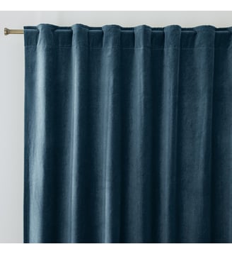 Rideau occultant, en velours, finition pattes cachées - La Redoute Interieurs - Bleu encre