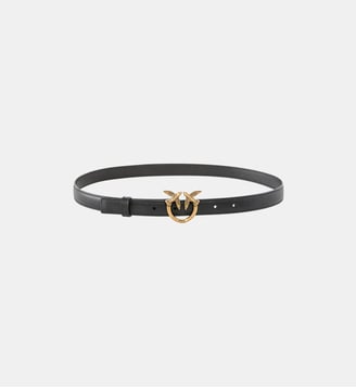 Fine ceinture love birds en cuir 2cm - Pinko - Noir et doré