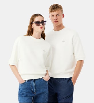 Sweatshirt relaxed fit manches courtes - Lacoste - Blanc