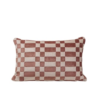 Housse De Coussin  Chenille épaisse au motif damier - Madura - Ecru et terracota