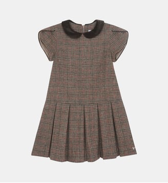 Robe - Brun laine carreaux col velours - Tartine Et Chocolat - Beige