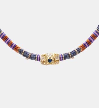Collier perles tissées avec cabochon central POLINA - Hipanema - Indigo