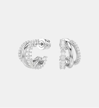Anneaux d'oreilles Hyperbola, Mini, Métal rhodié - Swarovski - White et rrhodium plated
