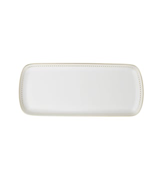 Porcelain Cake Platter 37x16cm Gold Finish - MALMAISON IMPÉRIALE - Christofle - Blanc