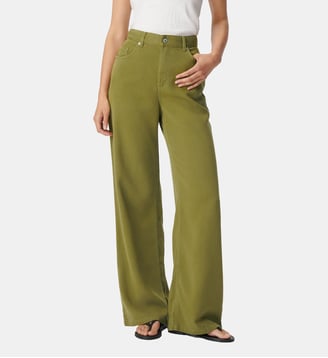 Jean large Lyocell® taille haute EDIE - Ikks - Vert