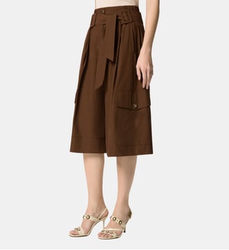 Long bermuda fluide en coton - Pinko - Marron foncé