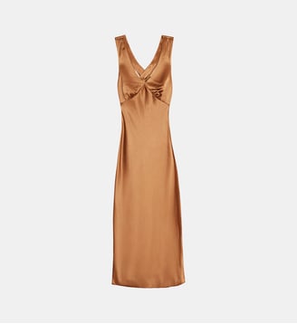 Robe midi ajustée uni ROSILY - La Petite Etoile - Camel