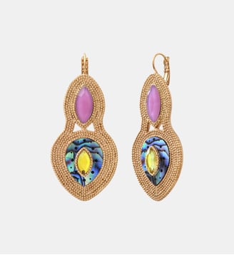 Boucles d'oreilles dormeuses  en métal perlé  - Mindoro - Satellite - Bleu irisé