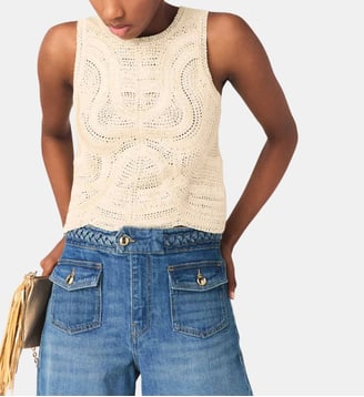 Top sans manches en crochet - Maje - Beige