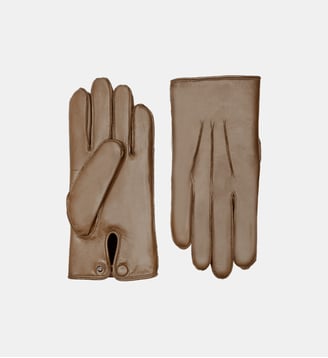 Gants Oscar Homme Cuir Doublés Lapin - Agnelle - Whisky patine
