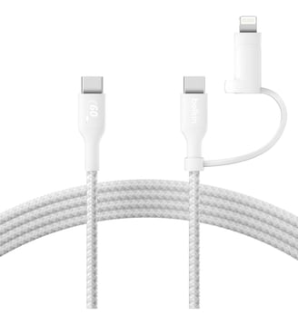 Adaptateur USB 2-en-1 USB-C et Lightning 1m50 blanc - Belkin - Blanc
