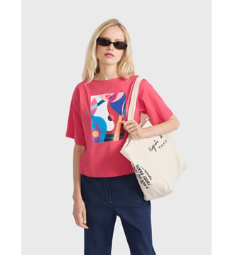 t-shirt Ocean en coton artiste Rio Gilmer Goncalves rose Agnès b.